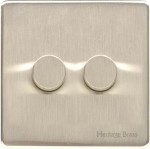 M Marcus Heritage Brass Vintage Range 2 Gang Multi Location Primary Dimmer Switch (Compatible with LED bulbs)
