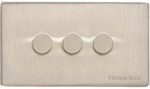 M Marcus Heritage Brass Vintage Range 3 Gang Multi Location Primary Dimmer Switch (Compatible with LED bulbs)