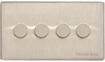 M Marcus Heritage Brass Vintage Range 4 Gang Multi Location Primary Dimmer Switch (Compatible with LED bulbs)
