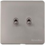M Marcus Heritage Brass Vintage Range 2 Gang Stockholm Toggle Switch