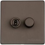 M Marcus Heritage Brass Vintage Range 2 Gang Mixed Toggle Dimmer Switch 1xToggle 1xTED