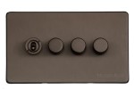 M Marcus Heritage Brass Vintage Range 4 Gang Mixed Toggle Dimmer Switch 1xToggle 3xTED