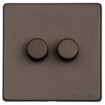 M Marcus Heritage Brass Vintage Range 2 Gang Multi Location Primary Dimmer Switch (Compatible with LED bulbs)