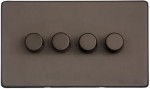 M Marcus Heritage Brass Vintage Range 4 Gang Multi Location Primary Dimmer Switch (Compatible with LED bulbs)