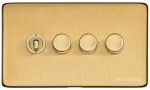 M Marcus Heritage Brass Vintage Range 4 Gang Mixed Toggle Dimmer Switch 1xToggle 3xTED