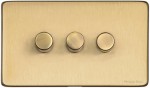 M Marcus Heritage Brass Vintage Range 3 Gang Multi Location Primary Dimmer Switch (Compatible with LED bulbs)
