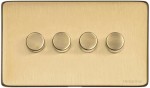 M Marcus Heritage Brass Vintage Range 4 Gang Multi Location Primary Dimmer Switch (Compatible with LED bulbs)