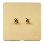 M Marcus Heritage Brass Vintage Range 2 Gang Stockholm Toggle Switch