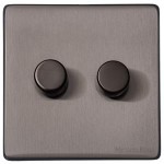 M Marcus Heritage Brass Vintage Range 2 Gang Multi Location Primary Dimmer Switch (Compatible with LED bulbs)