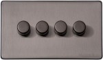 M Marcus Heritage Brass Vintage Range 4 Gang Multi Location Primary Dimmer Switch (Compatible with LED bulbs)