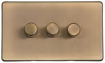 M Marcus Heritage Brass Vintage Range 3 Gang Multi Location Primary Dimmer Switch (Compatible with LED bulbs)