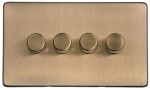 M Marcus Heritage Brass Vintage Range 4 Gang Multi Location Primary Dimmer Switch (Compatible with LED bulbs)
