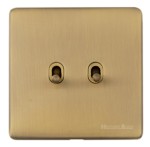 M Marcus Heritage Brass Vintage Range 2 Gang Stockholm Toggle Switch