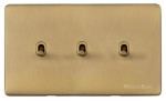 M Marcus Heritage Brass Vintage Range 3 Gang Stockholm Toggle Switch