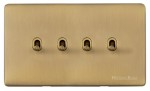 M Marcus Heritage Brass Vintage Range 4 Gang Stockholm Toggle Switch