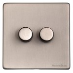 M Marcus Heritage Brass Vintage Range 2 Gang Multi Location Primary Dimmer Switch (Compatible with LED bulbs)