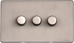 M Marcus Heritage Brass Vintage Range 3 Gang Multi Location Primary Dimmer Switch (Compatible with LED bulbs)