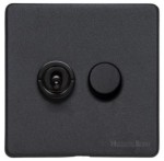 M Marcus Heritage Brass Vintage Range 2 Gang Mixed Toggle Dimmer Switch 1xToggle 1xTED