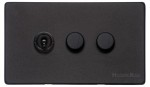 M Marcus Heritage Brass Vintage Range 3 Gang Mixed Toggle Dimmer Switch 1xToggle 2xTED