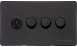 M Marcus Heritage Brass Vintage Range 4 Gang Mixed Toggle Dimmer Switch 1xToggle 3xTED