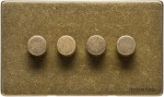 M Marcus Heritage Brass Vintage Range 4 Gang Multi Location Primary Dimmer Switch (Compatible with LED bulbs)