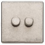 M Marcus Heritage Brass Vintage Range 2 Gang Multi Location Primary Dimmer Switch (Compatible with LED bulbs)