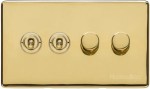 M Marcus Heritage Brass Vintage Range 4 Gang Mixed Toggle Dimmer Switch 2xToggle 2xTED