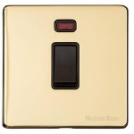 M Marcus Heritage Brass Vintage Range 20 Amp Double Pole Switch with Neon Indicator