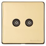M Marcus Heritage Brass Vintage Range 2 Gang TV Coaxial Socket