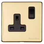 M Marcus Heritage Brass Vintage Range Switched Fused Spur Unit with Neon Indicator and Flex Outlet