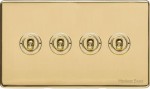 M Marcus Heritage Brass Vintage Range 4 Gang 2 Way Toggle Switch