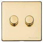 M Marcus Heritage Brass Vintage Range 2 Gang 2 Way Push On/Off Dimmer Switch (400 watts)
