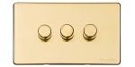 M Marcus Heritage Brass Vintage Range 3 Gang 2 Way Push On/Off Dimmer Switch (250 watts)