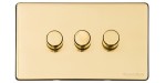 M Marcus Heritage Brass Vintage Range 3 Gang 2 Way Push On/Off Dimmer Switch (400 watts)