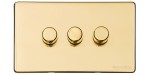 M Marcus Heritage Brass Vintage Range 3 Gang Trailing Edge LED Dimmer Switch
