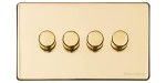M Marcus Heritage Brass Vintage Range 4 Gang 2 Way Push On/Off Dimmer Switch (250 watts)