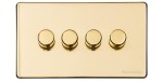 M Marcus Heritage Brass Vintage Range 4 Gang 2 Way Push On/Off Dimmer Switch (400 watts)