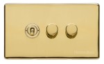 M Marcus Heritage Brass Studio Range 3 Gang Mixed Toggle Switch Dimmer Switch 1xToggle Switch 2xTED