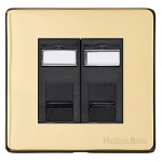 M Marcus Heritage Brass Studio Range 2 Gang CAT6 Socket with Black Trim