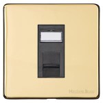 M Marcus Heritage Brass Studio Range 1 Gang CAT6 Socket with Black Trim