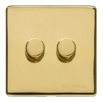 M Marcus Heritage Brass Studio Range 2 Gang Multi Location Secondary Dimmer (Compatible with LED bulbs)