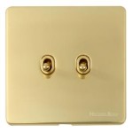 M Marcus Heritage Brass Studio Range 2 Gang Stockholm Toggle Switch