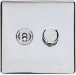 M Marcus Heritage Brass Studio Range 2 Gang Mixed Toggle Switch Dimmer Switch 1xToggle Switch 1xTED