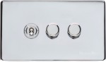 M Marcus Heritage Brass Studio Range 3 Gang Mixed Toggle Switch Dimmer Switch 1xToggle Switch 2xTED