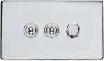 M Marcus Heritage Brass Studio Range 3 Gang Mixed Toggle Switch Dimmer Switch 2xToggle Switch 1xTED