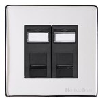 M Marcus Heritage Brass Studio Range 2 Gang CAT6 Socket with Black Trim