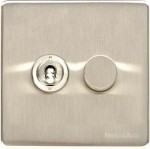 M Marcus Heritage Brass Studio Range 2 Gang Mixed Toggle Switch Dimmer Switch 1xToggle Switch 1xTED