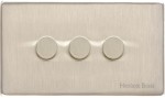 M Marcus Heritage Brass Studio Range 3 Gang Multi Location Primary Dimmer Switch (Compatible with LED bulbs)