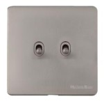 M Marcus Heritage Brass Studio Range 2 Gang Stockholm Toggle Switch