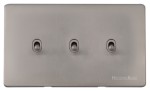 M Marcus Heritage Brass Studio Range 3 Gang Stockholm Toggle Switch